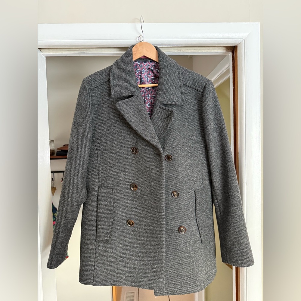 Ted Baker Gray Double-Breasted Pea Coat